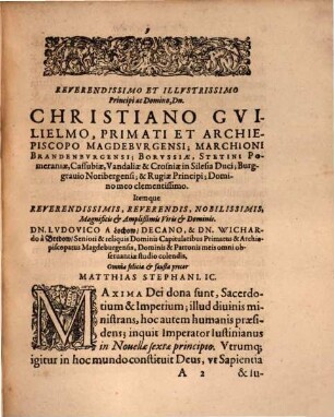 Tractatus De Iurisdictione, Qualemque Habeant Omnes Iudices, Tam Seculares, Quam Ecclesiastici In Imperio Romano : In Tres Libros Divisus. Quorum I. est de Iurisdictione eiusq[ue] speciebus: nec non de Foro competenti, cum Synopsi eiusdem. II. De iurisdictione & iuribus Imperatoris, Regis Rom. Camerae Imperialis ... III. De Pontificis Rom. Cardinalium, Episcoporum, aliorumq[ue] iudicum Ecclesiasticorum iurisdictione & iuribus ..., 3,1. Quae est de Pontificis, Cardinalium, Patriarcharum, Archiepiscoporum ... Patronorumq[ue] in Ecclesiis, iurisdictione, iuribus, officiis & eminentiis: Itemque De Concessionibus Professionum Et Parochiarum, harumq[ue] resignationibus & permutationibus; & aliis quibusdam, ut Index capitum ostendit