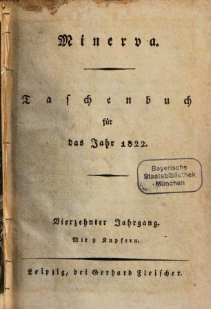Minerva : Taschenbuch. 1822 = Jg. 14