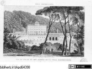 Choix des plus célèbres maisons de plaisance de Rome et de ses environs, Tafel 65: Vue du palais et des jardins de la Villa Aldobrandini