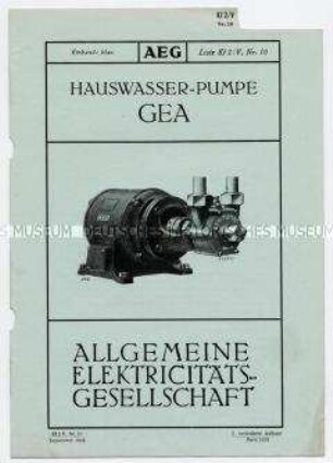 Hauswasser-Pumpe GEA (O) (Liste Kf 2/V, Nr. 10)