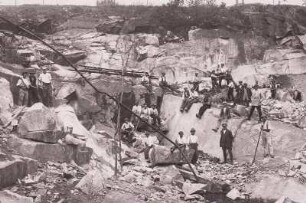 Radibor, Granitbruch mit Steinbrucharbeiter