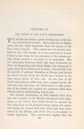 Chapter VI. The period of the Dutch restoration