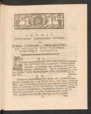 Tractatus Theologico-Typicus, De Terra Canaan, Hierosolyma, Et Reliquis Eius Partibus Earumque Antitypo.