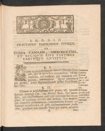 Tractatus Theologico-Typicus, De Terra Canaan, Hierosolyma, Et Reliquis Eius Partibus Earumque Antitypo.