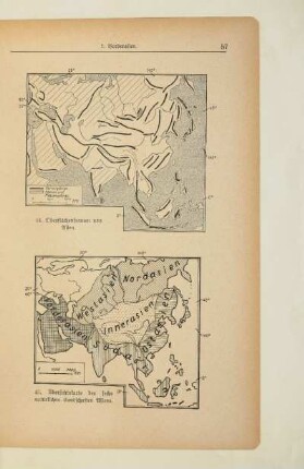 Übersichtskarte der sechs natürlichen Landschaften Asiens