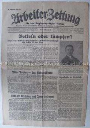 Regionale kommunistische Tageszeitung "Arbeiter-Zeitung"