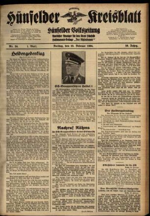 Erste Ausgabe vom Freitag, den 23. Februar 1934.