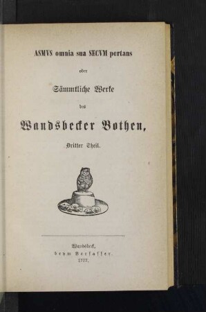 Sämmtliche Werke des Wandsbeker Bothen, Dritter Theil.