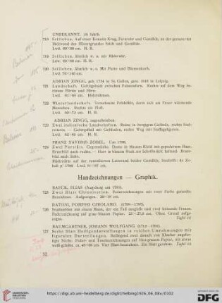 Handzeichnungen – Graphik (Nr. 725-801)