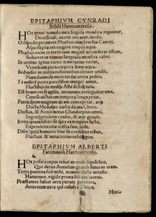 Epitaphium Alberti Farenwolt Hannoverensis.