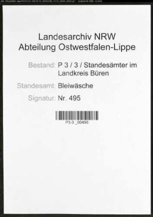 Sterberegister Standesamt Bleiwäsche