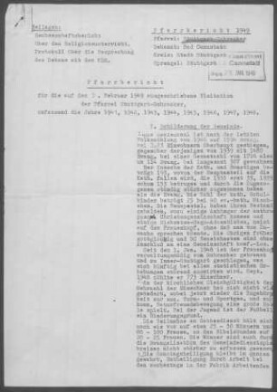 Rohracker mit Frauenkopf: Pfarrbericht 1949