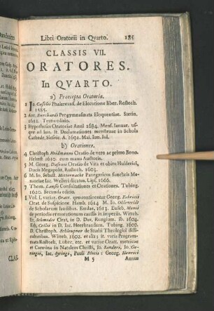 Classis VII. Oratores.