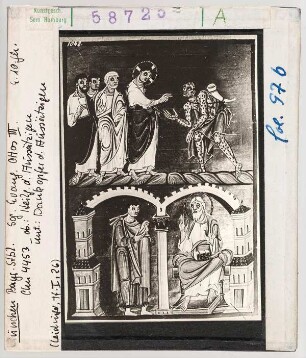 München, Staatsbibliothek: Clm 4453, Bamberger Evangeliar, fol. 97b: Dankopfer des Aussätzigen