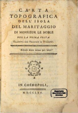 Carta topografica dell'isola del maritaggio ...