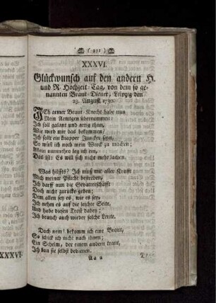 XXXVI. Glückwunsch auf den andern H. und R. Hochzeit-Tag