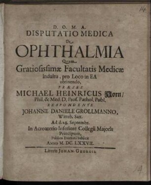 Disputatio Medica De Ophthalmia
