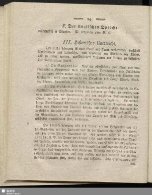 III. Historischer Unterricht