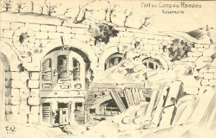 Erster Weltkrieg - Postkarten "Aus großer Zeit 1914/15". "Fort du Camp des Romains - Kasematte"