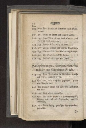 Handzeichnungen, Wasserfarben-Gemählde und Migniatur-Stücke