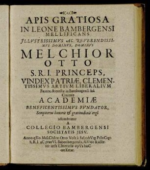 Apis Gratiosa In Leone Bambergensi Mellificans [...]
