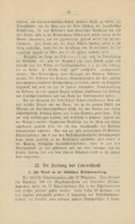 III. Die Stellung der Lehrerschaft