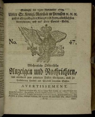No. 47. Montags, den 19ten November 1759.