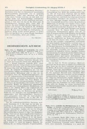 675-676 [Rezension] Gager, John G., Kingdom and community