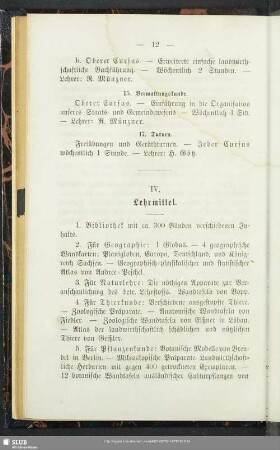 IV. Lehrmittel