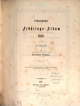 Oesterreichisches Frühlings-Album. 1854
