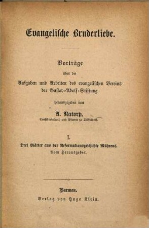 Drei Blätter aus der Reformationsgeschichte Mährens