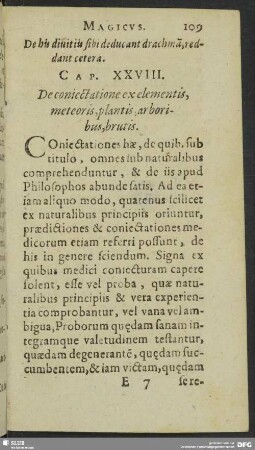 Cap. XXVIII. De coniectatione ex elementis, meteoris, plantis, arboribus, brutis