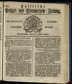 Nr. 45, Sonnabend, den 3ten Junii 1820