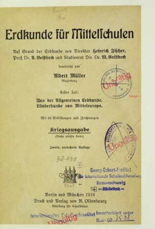 Teil 1: Aus der allgemeinen Erdkunde, Länderkunde von Mitteleuropa