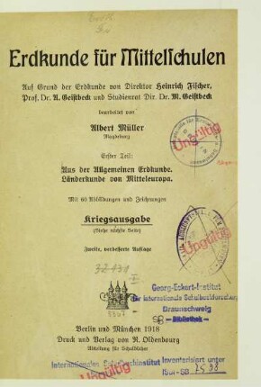 Teil 1: Aus der allgemeinen Erdkunde, Länderkunde von Mitteleuropa