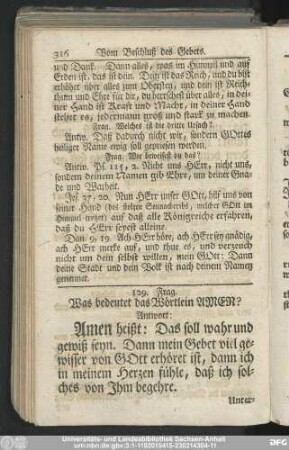 129. Frag. Was bedeutet das Wörtlein Amen?
