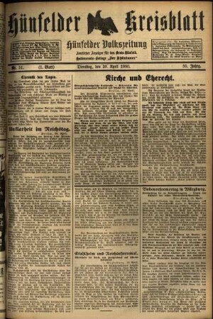Erste Ausgabe vom Dienstag, den 29. April 1930.