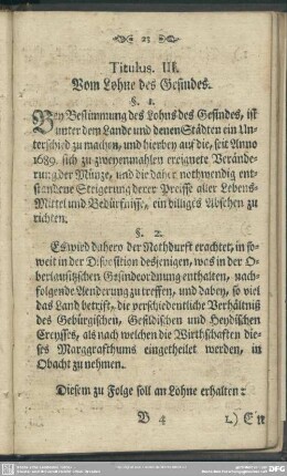Titulus. III. Vom Lohne des Gesindes