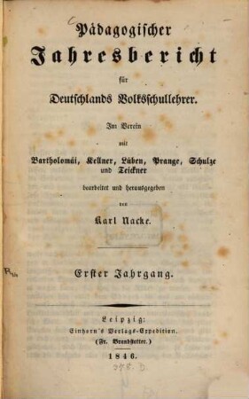 Pädagogischer Jahresbericht : von .... 1, 1. 1846
