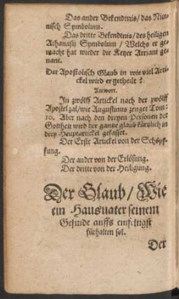 Der Glaub/ Wie ein Hausvater seinem Gesinde auffs einfeltigst fürhalten sol.