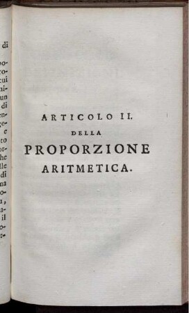 Articolo II. Della Proportzione Aritmetica.