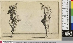 [Zwei Pantalone tanzend mit Ring am Knöchel]