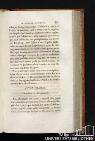 SECTION PREMIÈRE. Chaudière de clarification