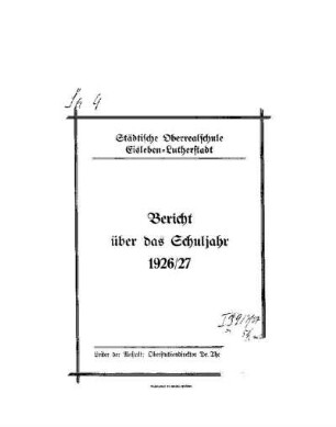 1926/27: Bericht ... - 1926/27