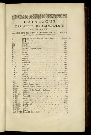 Catalogue Des Abbez De Saint-Denys En France [...]