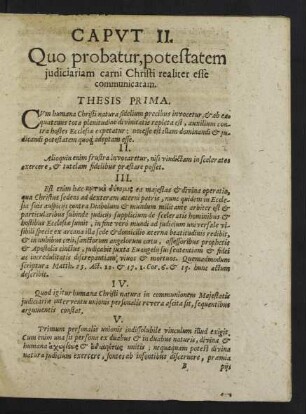 Caput II. Quo probatur, potestatem iudiciariam carni Christi realiter esse communicatam.