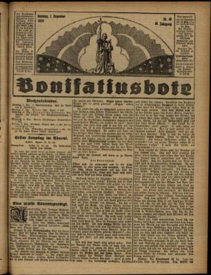 Erste Ausgabe vom Sonntag, den 01. Dezember 1929.