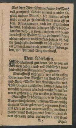 Vom Aderlassen.