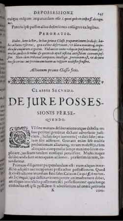 Classis Secunda. De Iure Possessionis Persequendo