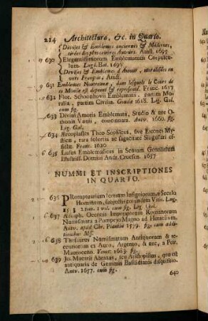Nummi Et Inscriptiones In Quarto.
